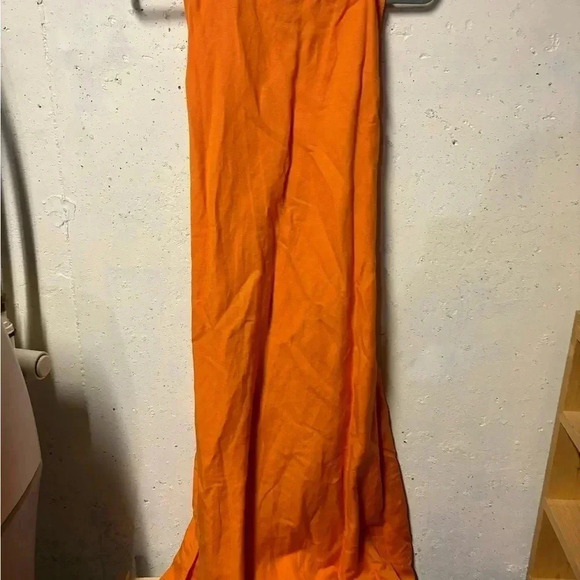 ANN TAYLOR PETITE | Orange Linen Blend Midi Dress | SP NWT - Picture 3 of 4